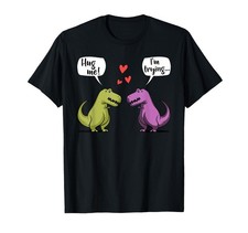 T-Rex Dinosaur Couple Hug Me Valentines Day Boyfriend Girl Small, Black
