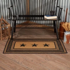 Accent Rug Farmhouse Jute Primitive 27x48 Stars Rect No Slip Floor VHC Brands