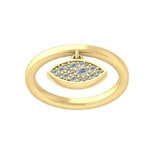 10K Yellow Gold 0.25Ct Lab Grown Diamond Composite Ring Size 6 For Women 2.7gm