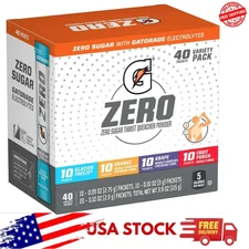 Gatorade G Zero Powder Electrolyte Drink Mix – 40 Count Variety Pack  Sugar Free