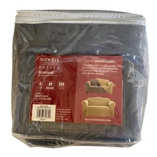 Sure Fit Basics Loveseat Slipcover Smoke Blue Soft Suede Fits 58"- 73" NEW