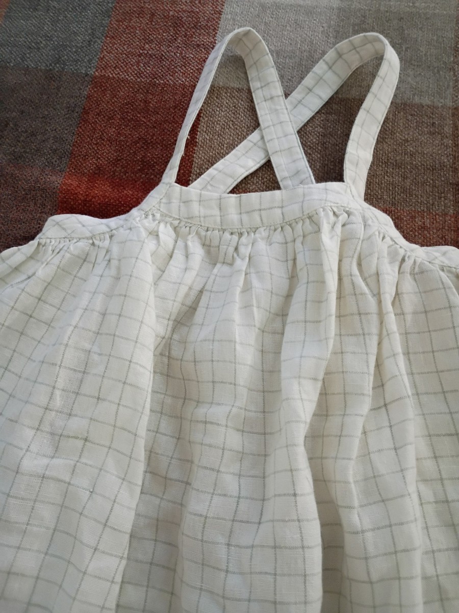 Soor Ploom Eloise Pinafore, Graph Paper Print, Linen 2Y NWT | eBay