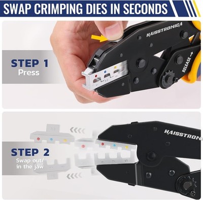 6 in 1 Crimping Tool Kit, Professional Ratchet Wire Crimper with 6 PCS Interchan