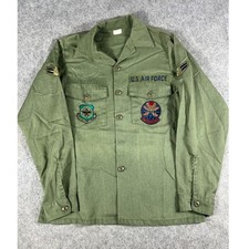VTG 70s US Air Force OG-107 Utility Fatigue Shirt Mens 15 1/2x35 Green Military