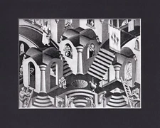8X10" Matted Print M.C. Escher Dimensional Art Picture MC: Concave and Convex