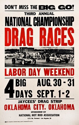 1957 NHRA Nationals Drag Racing Poster Art Print