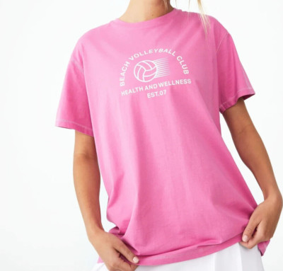 Cotton On Body T-shirt Womens size XS Pink Oversized Organic