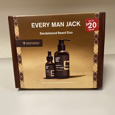 Every Man Jack Duo New 1 fl oz Beard Oil & 6.7 fl oz beard/face wash Qty Avail