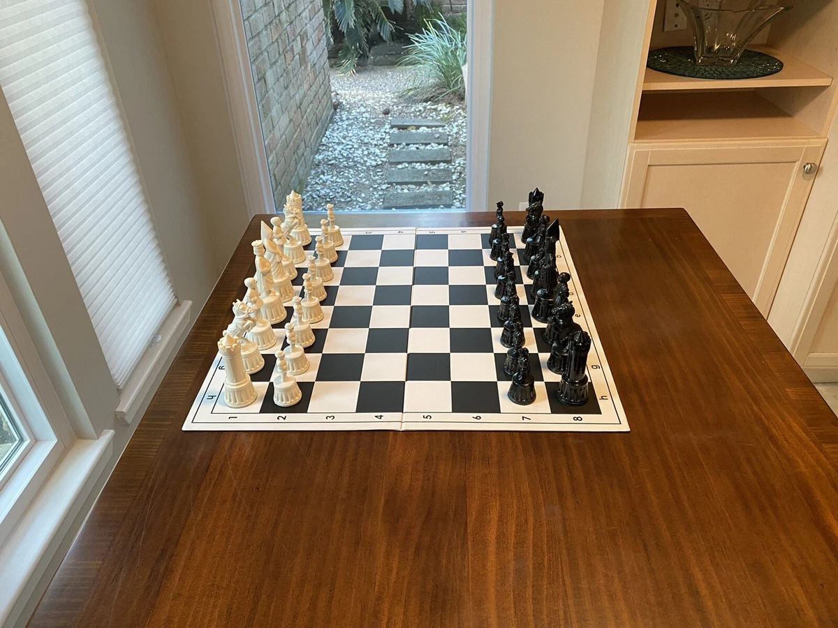 Best Value Staunton tournament chess pieces - black and cream plastic – American Chess Equipment
