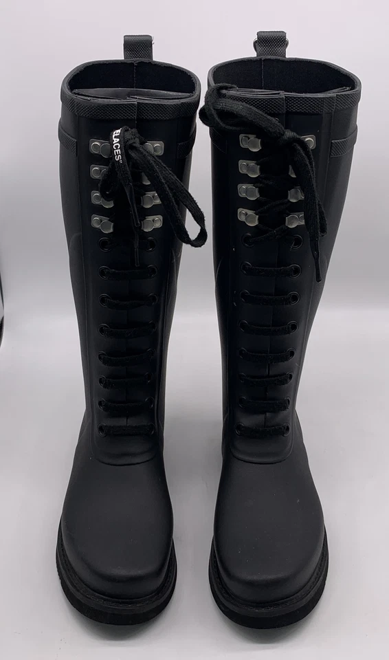 Botas de lluvia Off-White para mujer negras con cordones de goma "Para montar" talla 38 EE. UU. 8 Foto 2 de 4