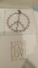 Pottery Barn Teen Peace sign wire Christmas glitter Ornament New in box