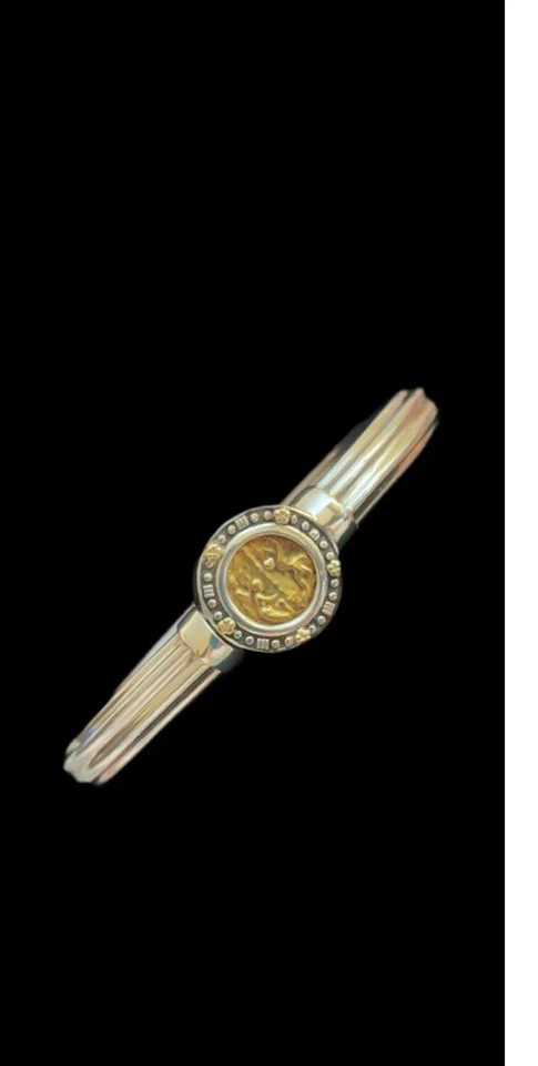 Tagliamonte 925 Sterling Silver and 14K Yellow Gold Hinged Bangle NWOT - Image 2 of 4