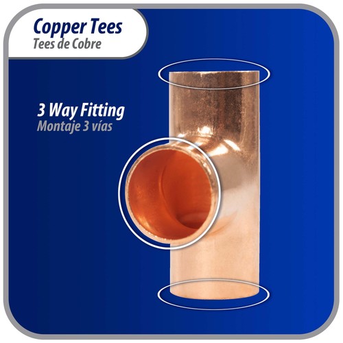 Appli Parts AP-T058 5/8 in Wrot Copper Tee CxCxC connections for refrigeration, - Picture 6 of 6
