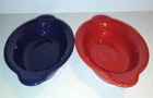 Set Of 2 Fiesta Small Oval Baker/Casserole Bowls Scarlet & Mulberry? Tab Handles