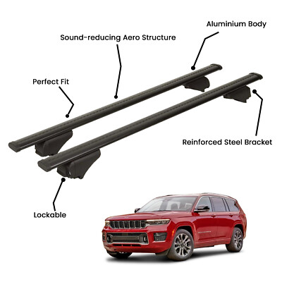 2 Pcs Black Roof Rack Cross Bars For JEEP GRAND CHEROKEE SUV 2021-