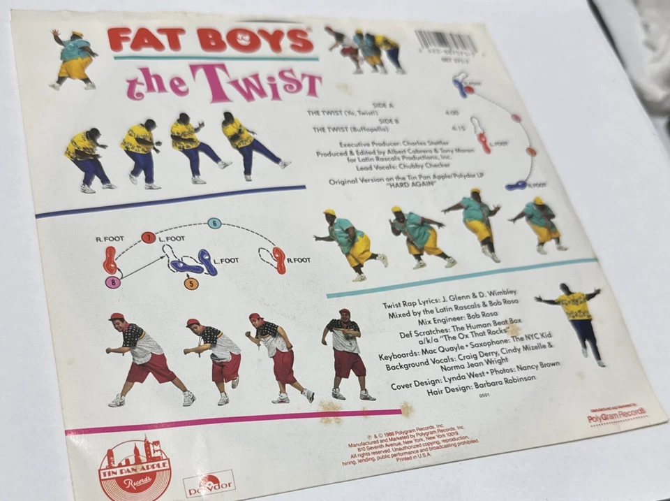 Fat Boys ‎The Twist Vinyl 7”Single 45rpm 1988 Polygram Records 887 571-7 W/Sleev Foto 2 de 4
