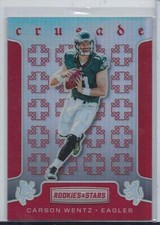 CARSON WENTZ 2016 ROOKIES & STARS CRUSADE RED PRIZM RC #D 8/99