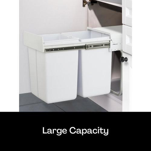 2 X Pull Out Kitchen Bin Twin Under Bench Sink Sliding Dual Waste Basket 20L AU - Picture 8 of 13