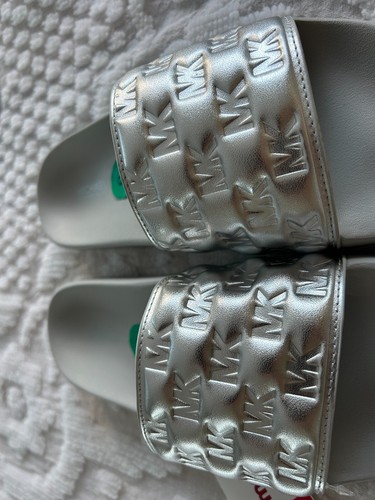 NEW-Michail Kors-EVA-Women silver color -Slip in Sandals.Sz-7- and 9 - Picture 8 of 10