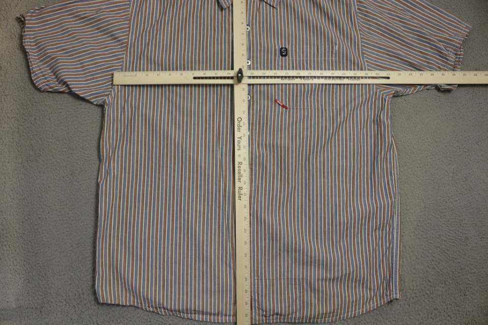 Vintage Shady LTD Eminem Button Up Shirt Mens Blue Short Sleeve Striped - Image 2 of 4