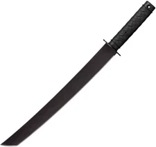 Cold Steel Tactical Wakizashi Machete Black Matte Finish 1055HC Steel Tanto Blad