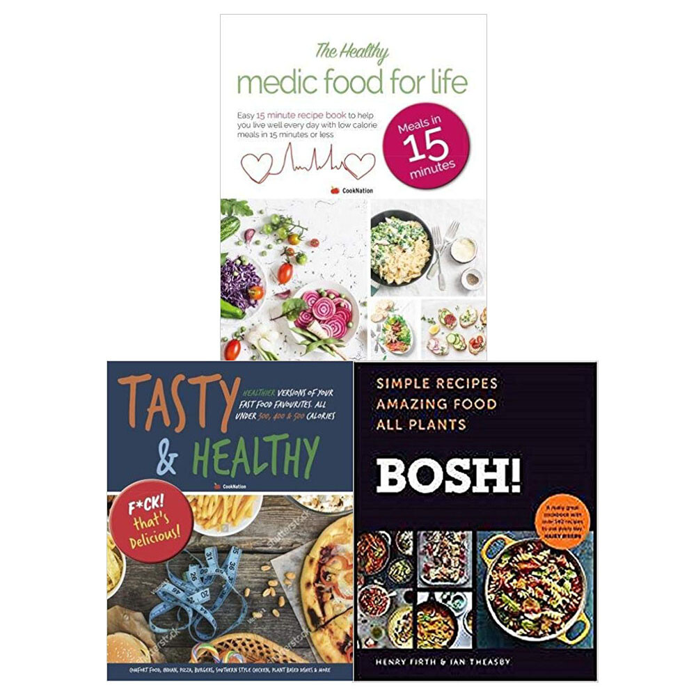 BOSH,Tasty & Healthy,Healthy Medic Food for Life 3Books Collection Set Brand New