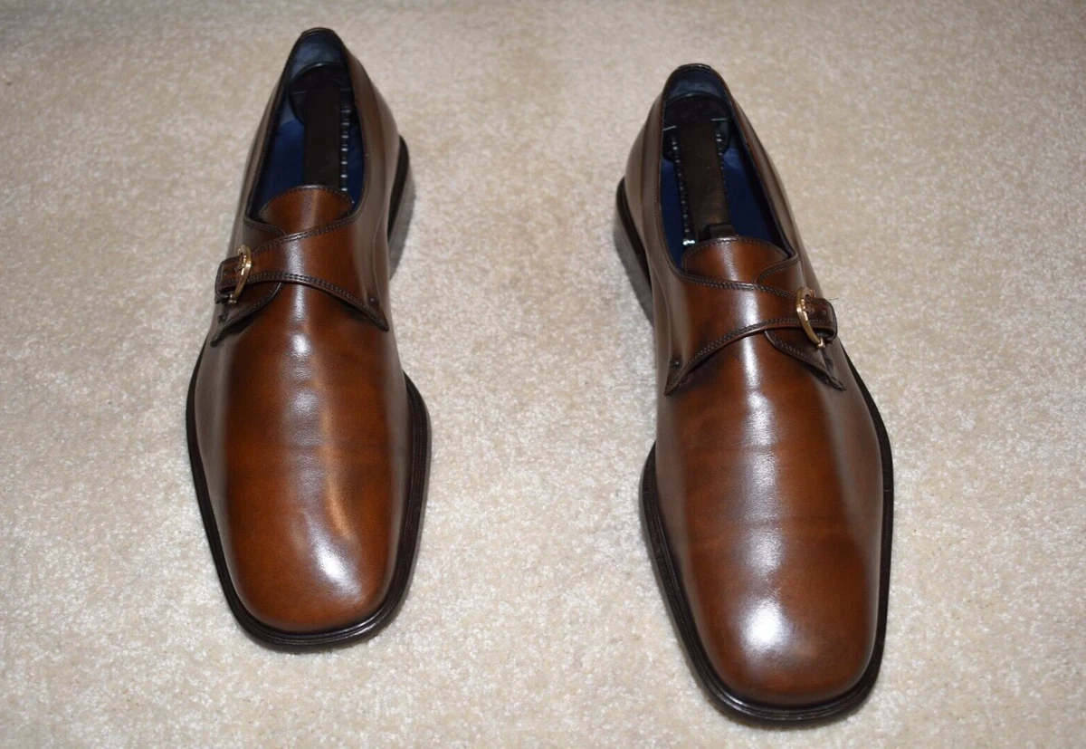 Salvatore Ferragamo Men\'s Size 9.5 2E Monk Strap Brown Leather Dress Shoes Tramezza Double monkstrap - Men | Ferragamo main image 2