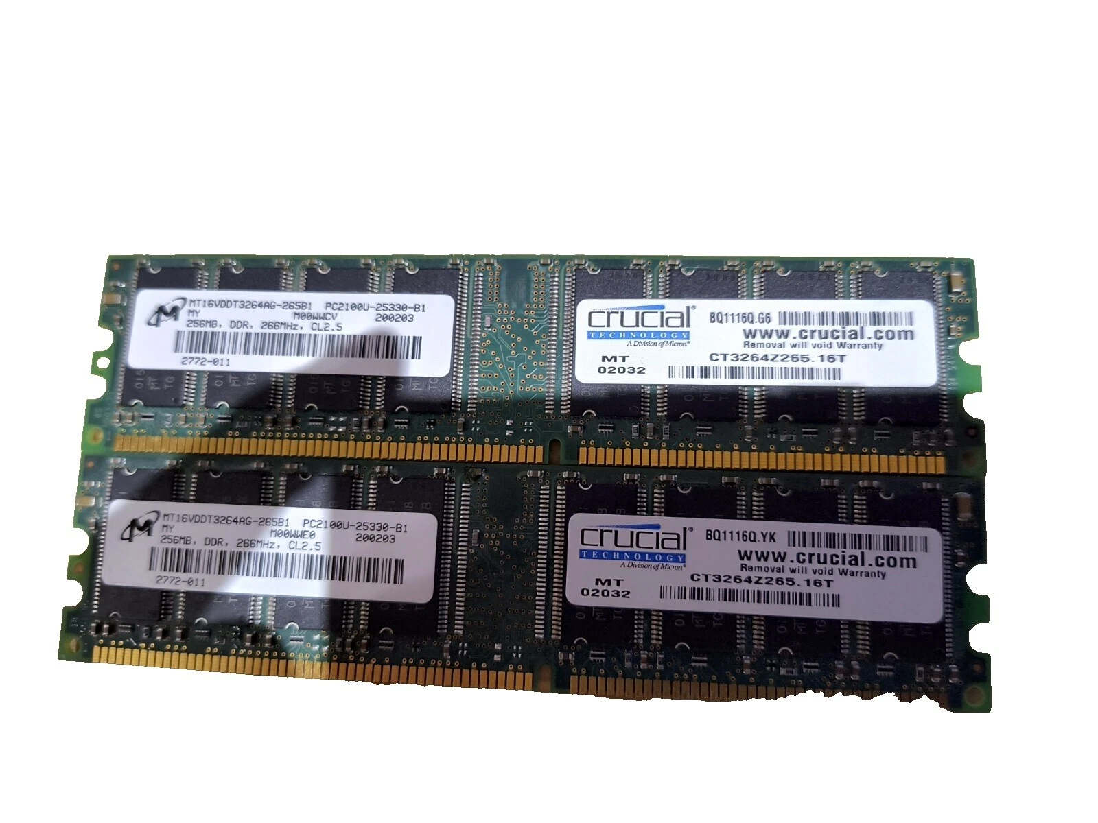 Crucial DIMM Computer Memory (RAM 256 MB Capacity per Module)