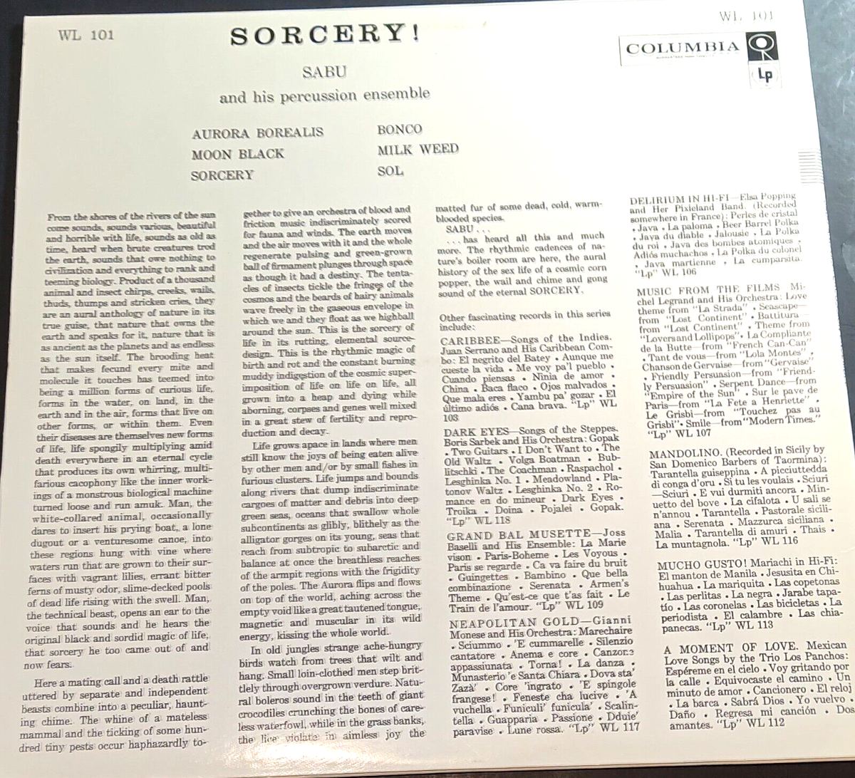 Sabu And His Percussion Ensemble – Sorcery! 1958 Vinyl Record LP