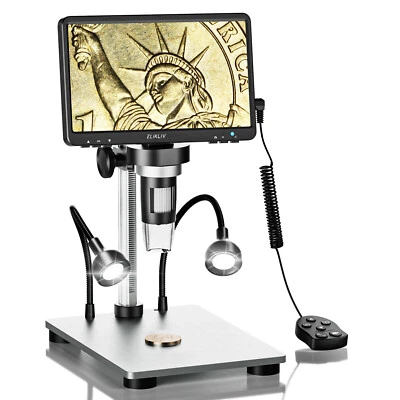TOMLOV Elikliv EDM9 7Zoll Digitales Mikroskop 1200X Münzmikroskop Lupe 12MP 1080P 10LED