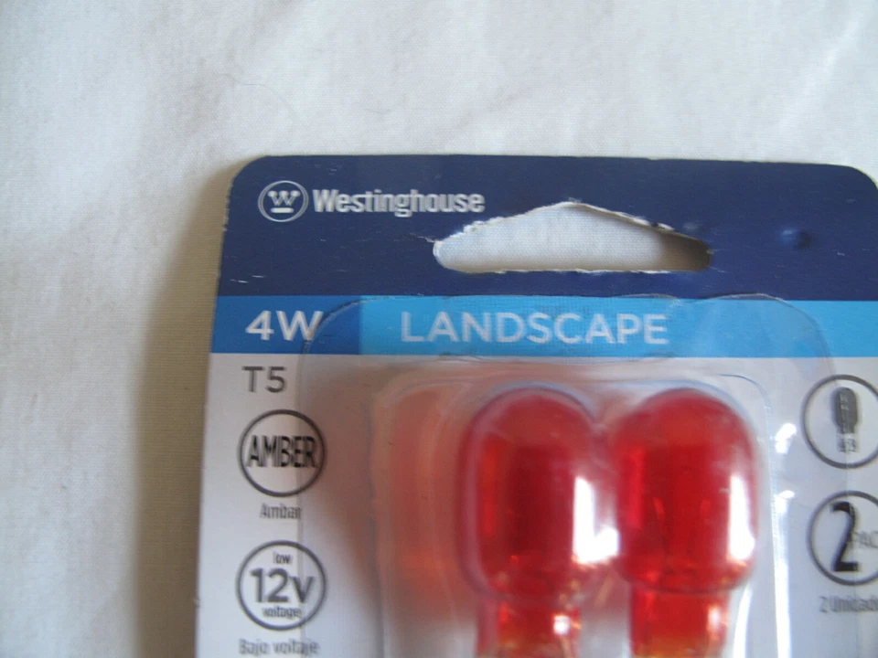 (2) NEW Westinghouse 4w T5 Wedge Base AMBER Landscape Bulbs Low Voltage 12v - Image 2 of 4