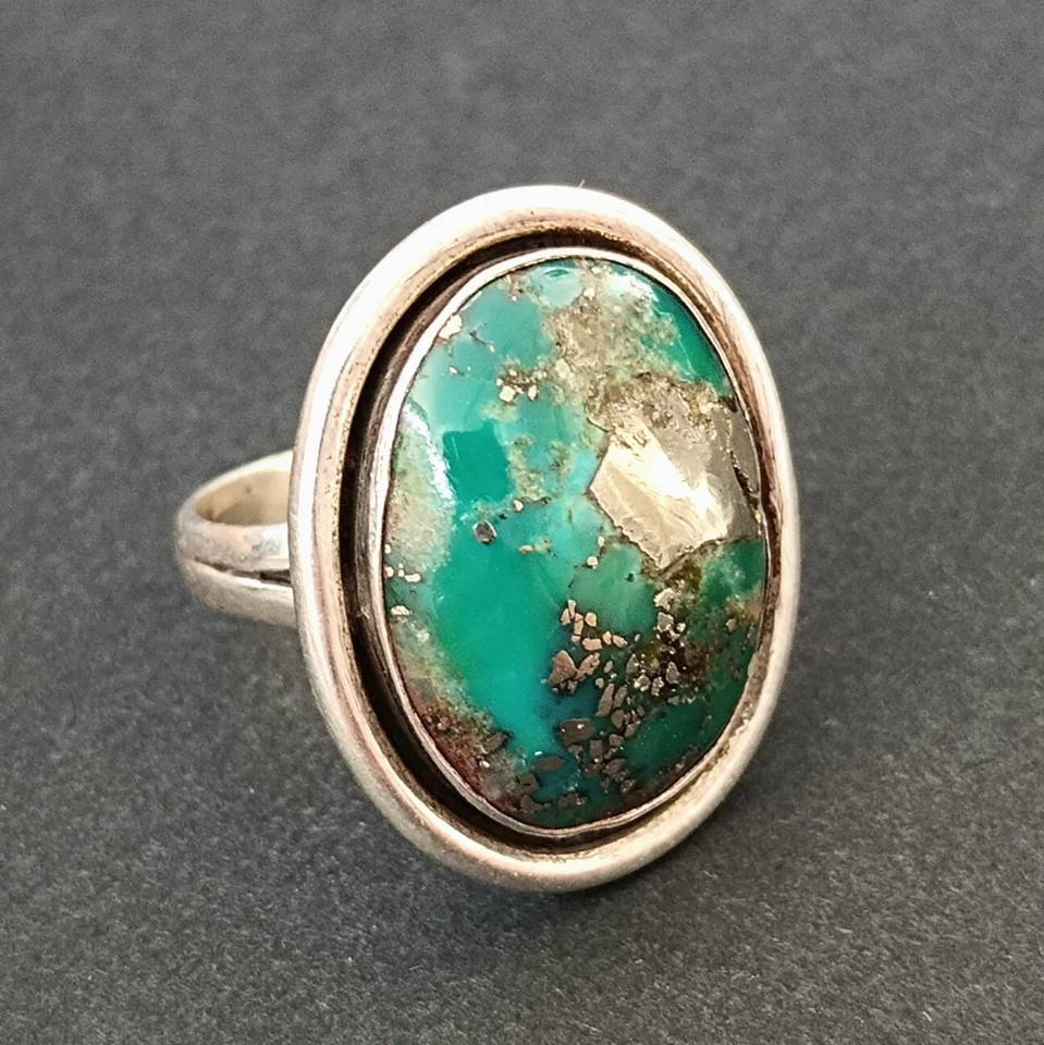 ÚNICO Anillo de Plata Vintage Audaz Plata de Ley 925 Piedra Natural Boho Tierra Regalo Foto 2 de 4