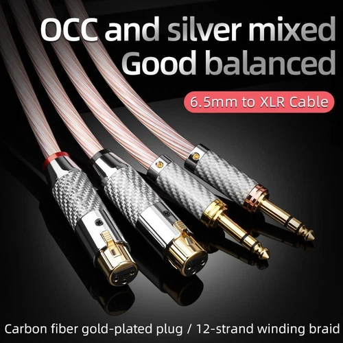 Paar OCC Silber gemischt Hifi TRS 6,35mm Stecker auf 3 Pin XLR Kabel Audio 12 Stränge - Bild 5 von 16
