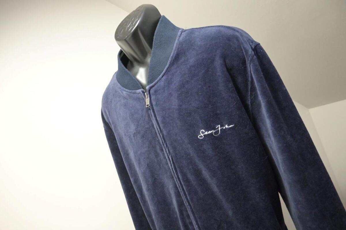 Sean John Velour Track Jacket Full Zip Dark Blue Long Sleeve Sean John Velour Track Jacket Full Zip Dark Blue Long Sleeve