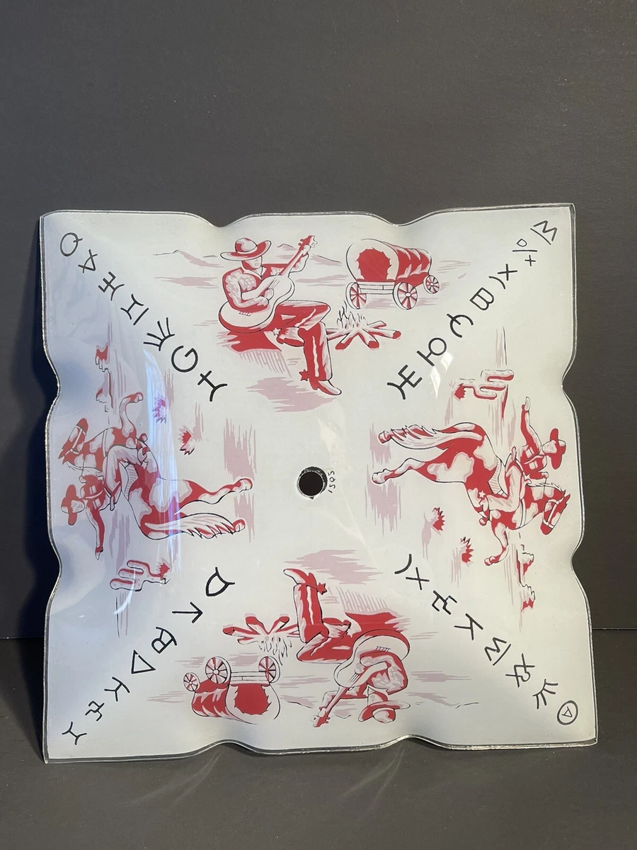 Vintage 1950s Glass Ceiling Light Shade Western Cowboy Rodeo