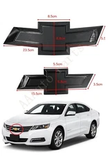 For 2014-2020 Chevy Chevrolet Impala Front & Rear Bowtie Emblem Gloss Black