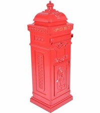 Post Box Mail Box Large Aluminium Red Pillar Box Tall  family letter box