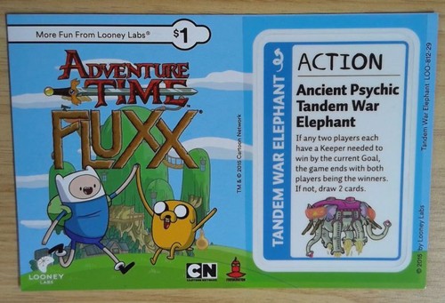 1x Adventure Time Fluxx: Ancient Psychic Tandem War Elephant Promo 2015 Brand N