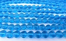 50 6 x 6 mm Czech Glass Heart Beads: Aquamarine