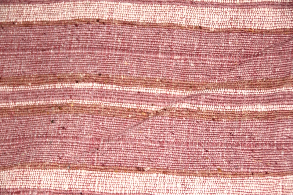 Coupons de tissus, coton épais, façon tissage Vieux rose et beige. Vintage. - Photo 3/3