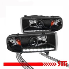 Black Projector Headlight Corner Led Strip 94-01 Dodge Ram Truck 1500 2500 3500 Black Projector Headlight Corner Led Strip 94-01 Dodge Ram Truck 1500 2500 3500