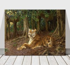 GEZA VASTAGH - Reclining Tiger - CANVAS ART PRINT POSTER - 36x24"