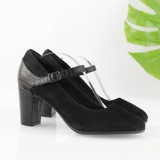Clarks Womens Alayna Shine Mary Jane Pump Size 8.5 Blaci Block Heel Retro Shoe