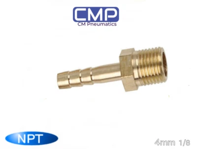 COYOTE MOON NPT 1/8" Male Brass Straight 4mm Hose Barb Tail Thread Fitting Turbo Adaptor