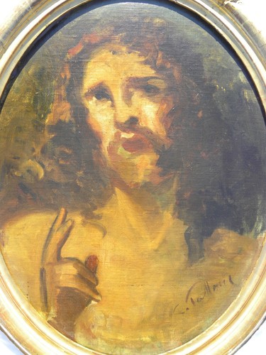 Cesare TALLONE (Savona 1853 – Milano 1919) Cristo Olio su tela ovale cm 73x56 - Picture 18 of 19