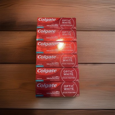 6-Pack Colgate Optic White Stain Fighter Toothpaste - Fresh Mint Gel,4.2oz Each