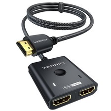 HDMI Switch 2 in 1 Out 4K 60Hz, 3.3ft Fixed Braided HDMI Cable, Aluminum Cas...