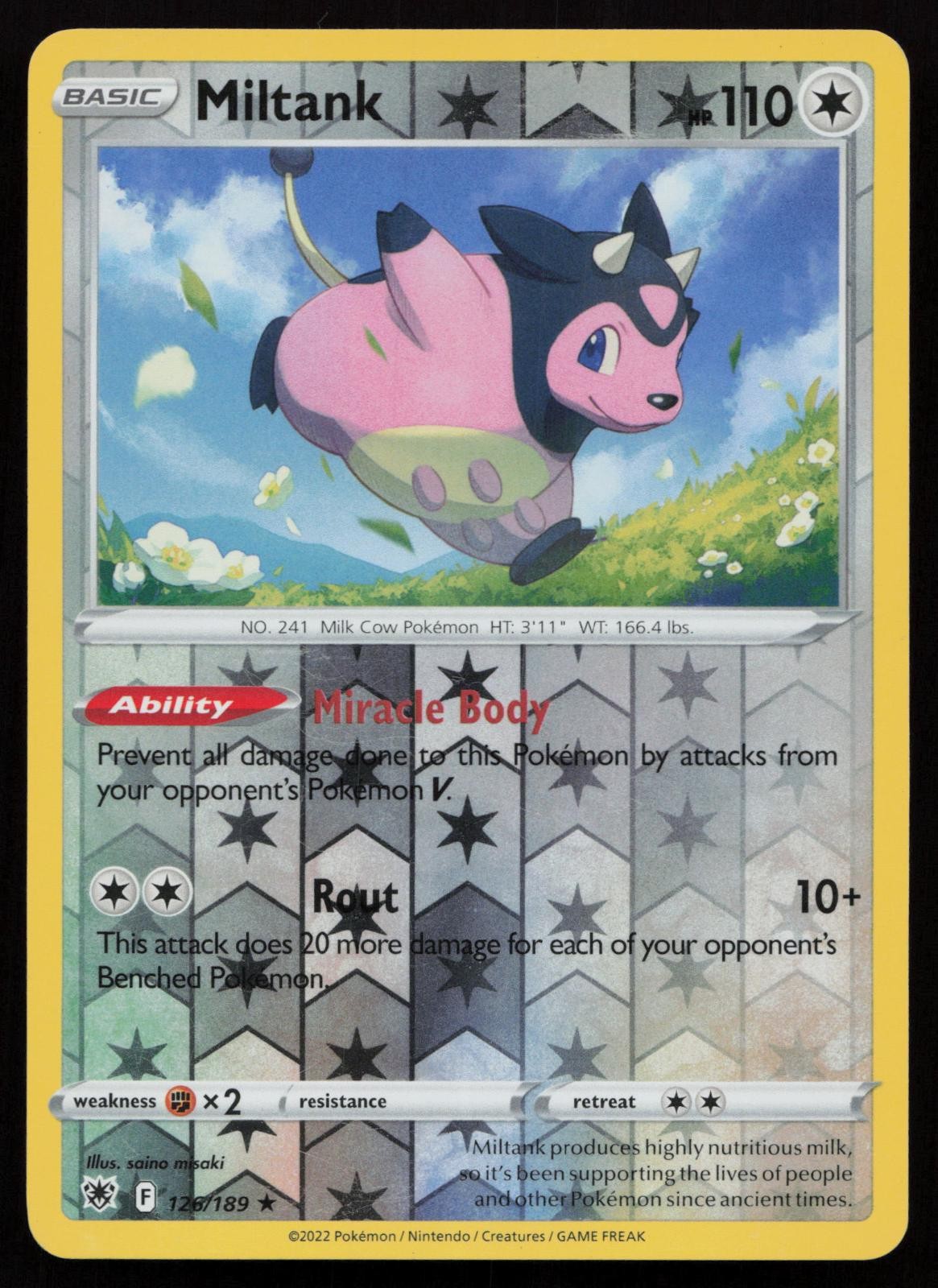 Miltank 126/189 Rare Astral Radiance Pokemon Reverse Holo Near Mint