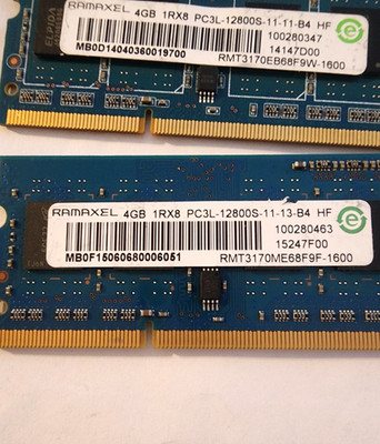  Ramaxel 4GB DDR3-1600 Laptop RAM PC3-12800 SODIMM RMT3170ME68F9F-1600 