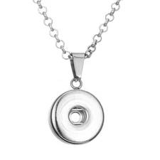 Snap Jewelry 17 in. Ginger Charm Simple Silver Necklace Fits 18MM 20MM Buttons